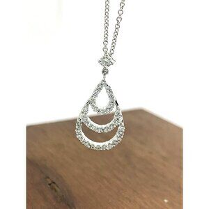Diamond Pendant 0.50ctw 18k White Gold Trilogy Women's Jewelry Necklace 16''